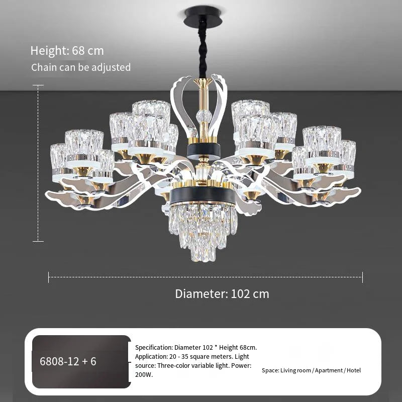 Modern Classic Luxury Villa Banquet Crystal Chandelier Pendant Lamp Chandeliers for Livingroom Dining Adjustable Height