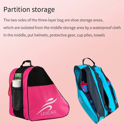 Roselle Wholesale Breathable Polyester All Season Skating Shoes Storage Bag Roller Skate Backpack with Adjustable Shoulder Strap