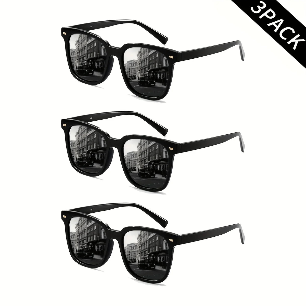 3 Pairs of Polarized Glasses for Men and Women, Lightweight Classic Square Men'S Sports Glasses, UV Resistant, Used for Cycling