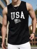 Free Shipping Men's Tank Top 100% Cotton Gym Workout Vest Streetwear Muscle Fit 180gsm Solid Fitness Sleeveless Top for Men
