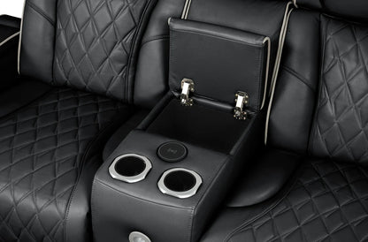 Modern Style Upholstery Recliner 2PC Livingroom  Made with Wood & Massage Function Included-Black