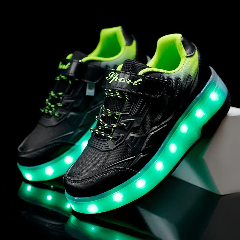 Customizable Outdoor Boys and Adults Flashing PU Wheel Roller Inline Skate Shoes Boots for Kids Quad Adult Children Four Wheels