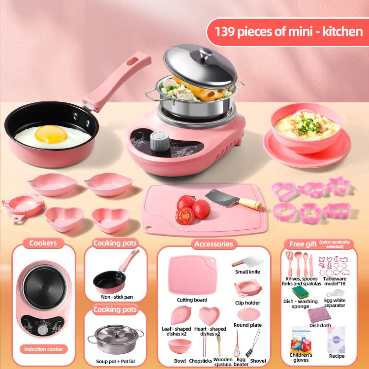 Children Cook Role Play Play House Toy Mini Real Potable Kitchen Appliance Kitchen Toy Set Play Toy Gifts for Children