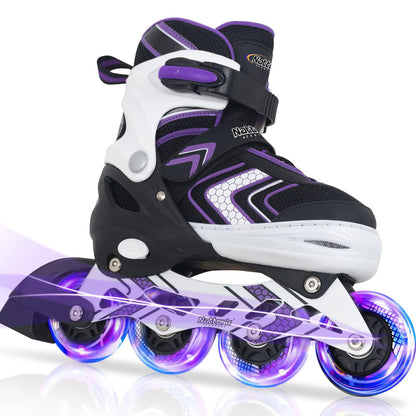 Adjustable Inline Skates Light-Up Wheels – Purple Size 8-12