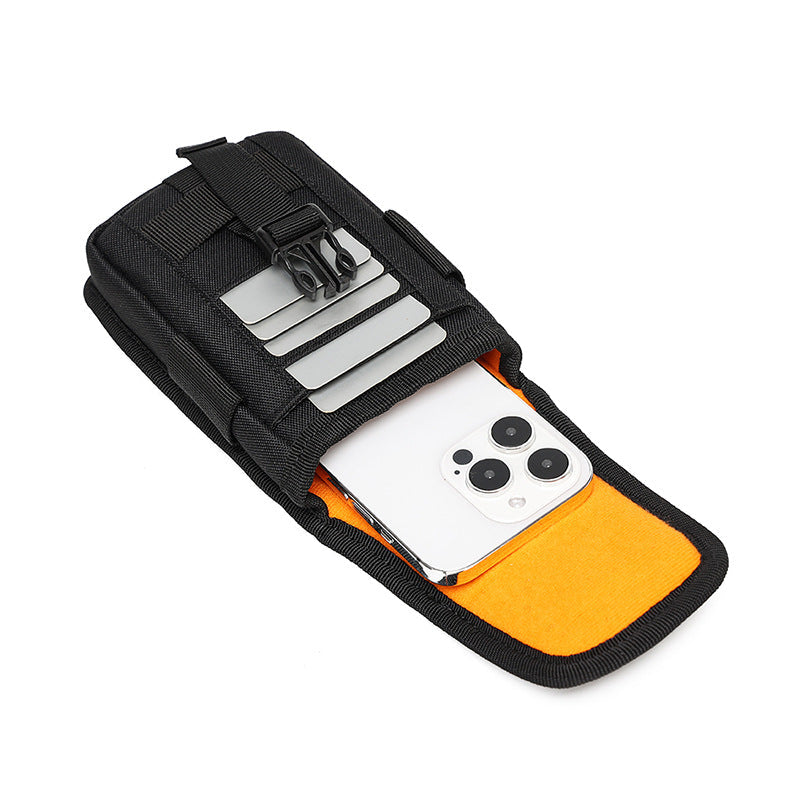 Double-Layer Mobile Phone Waist Bag, Outdoor Mobile Phone and Card Storage Bag, Belt-Worn Mobile Phone Bag Suitable for 6.5inch Edc Bag