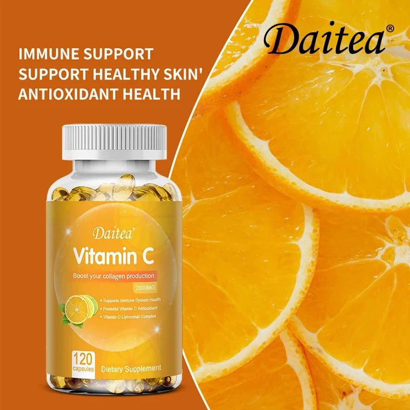 Vitamin C Promotes Collagen Production - 2000 Mg, Promote Skin, Hair, Nails and Immune Health, Dietary Supplements