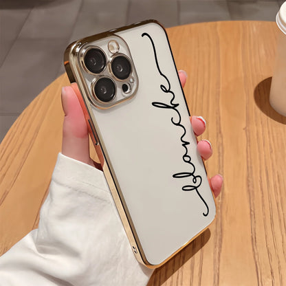 Personalized Custom Name Phone Case Personalized Initials Soft Clear TPU For iPhone 11 To 16 Pro Max Plus With Lens Protector