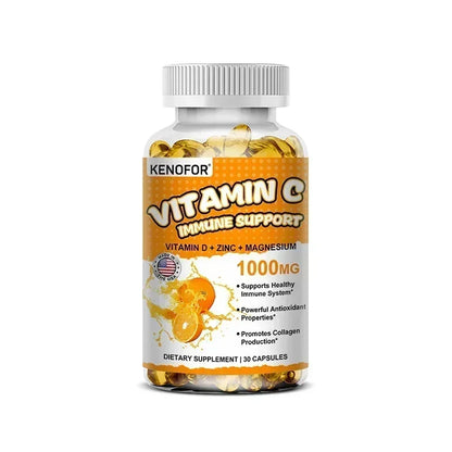 Vitamin C Supplement for Immune Support & Antioxidant Protection, Vegan Friendly, Non-GMO, Gluten Free, 30/60/120 Capsuels