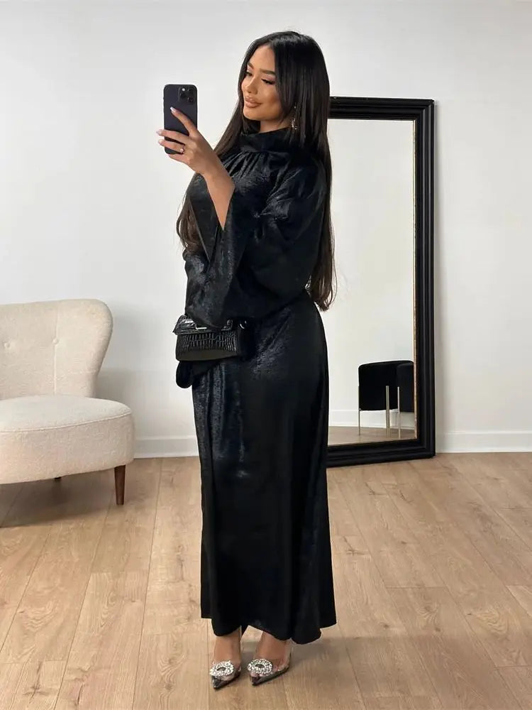Fashion Satin Abaya Dubai Luxury 2024 Muslim Kaftan Dress Abayas For Women Kebaya Caftan Marocain Robe Femme Musulmane Vestidos