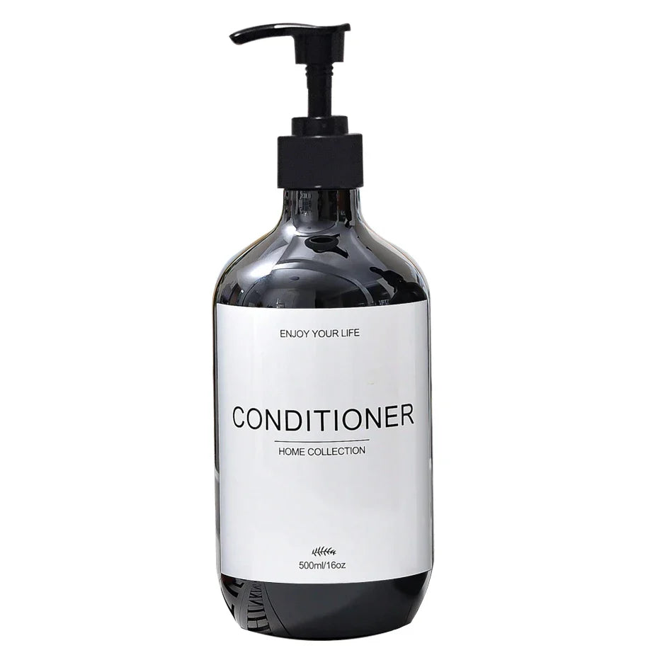 500ml Shampoo Body Wash Conditioner Dispenser Bottle Bathroom Waterproof Pre-Labeled Refillable Shampoo Bottle Soap Container