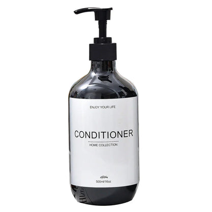 500ml Shampoo Body Wash Conditioner Dispenser Bottle Bathroom Waterproof Pre-Labeled Refillable Shampoo Bottle Soap Container