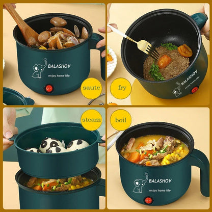 Mini Electric Cooker Non-Stick 1-2 Person Single/Dual Hot Pot Steamer Multifunctional Home Kitchen Appliance