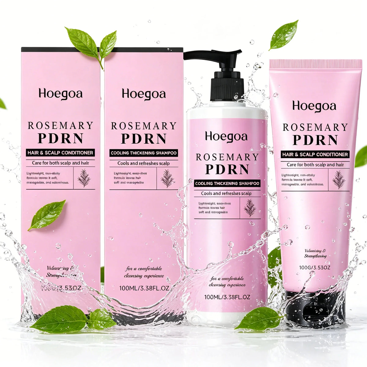 HOEGOA Rosemary Shampoo Conditioner Cleans Scalp Refreshing Oil Controlling Thickening Volumizing Hair Repairs Dry Hair Care Kit
