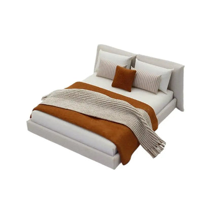 Bedroom Miniature Double Bed And Beddings New Cream Style Miniature Furniture Decoration