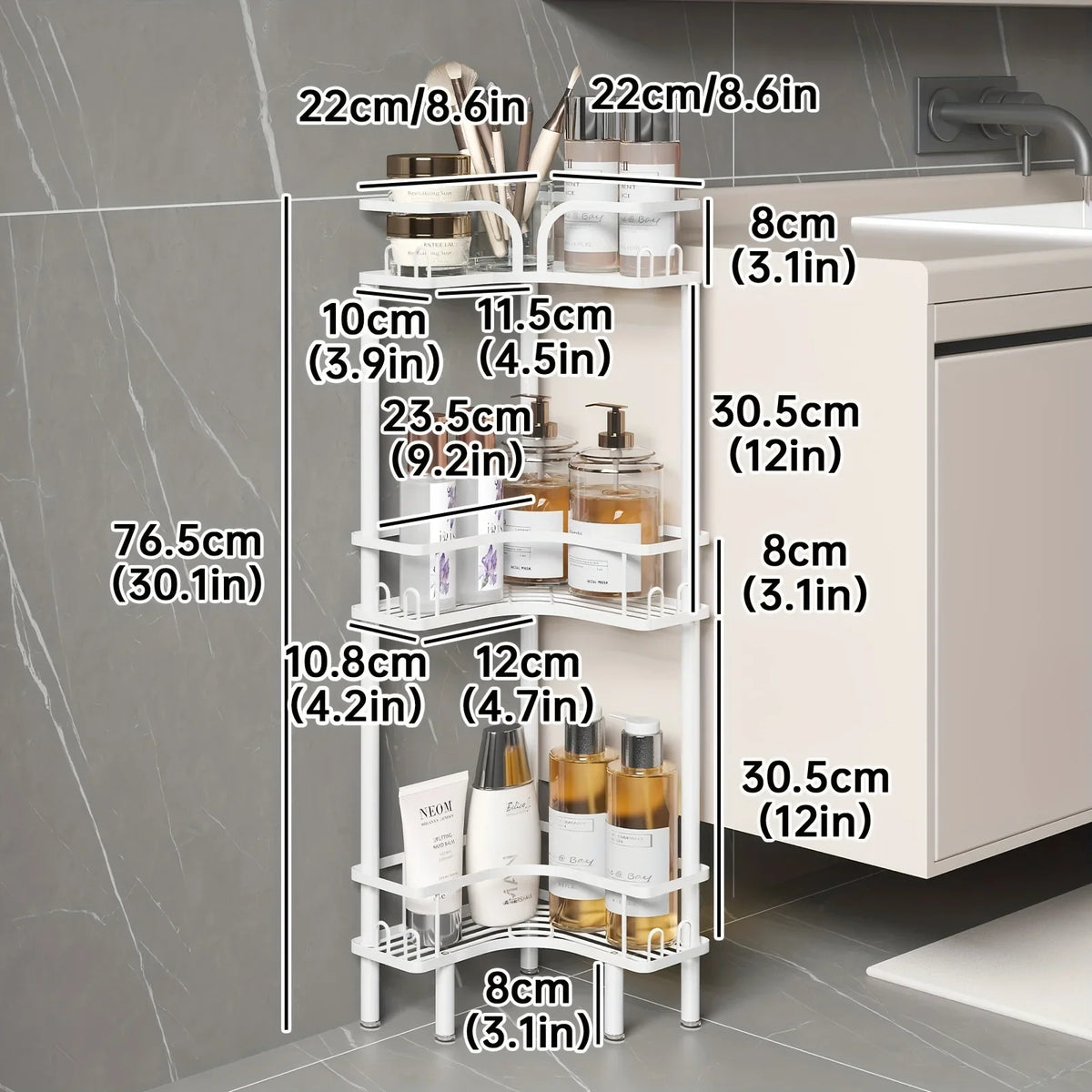 1Pc Bathroom Corner Floor-Standing Storage Rack Multi-Layer Bathroom Toilet Shower Shelf for Shower Gel and Shampoo Triangular Metal Shelf Standing Shower Caddy Corner Stand Shower Rack Corner