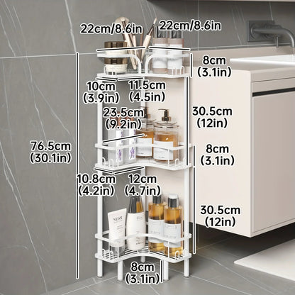 1Pc Bathroom Corner Floor-Standing Storage Rack Multi-Layer Bathroom Toilet Shower Shelf for Shower Gel and Shampoo Triangular Metal Shelf Standing Shower Caddy Corner Stand Shower Rack Corner