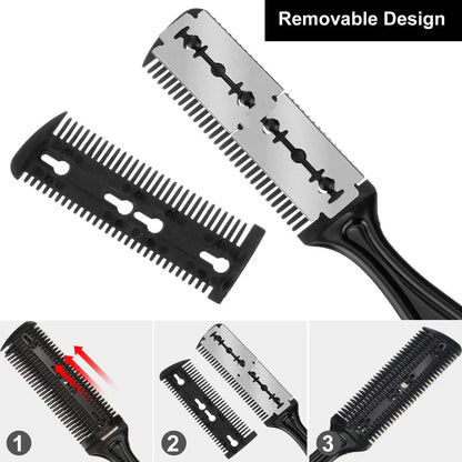 Hair Cutting Comb Hair Brushes With Razor Blades Hair Trimmer Cutting Thinning Tool Professional Styling Barber Cutter Accessory
