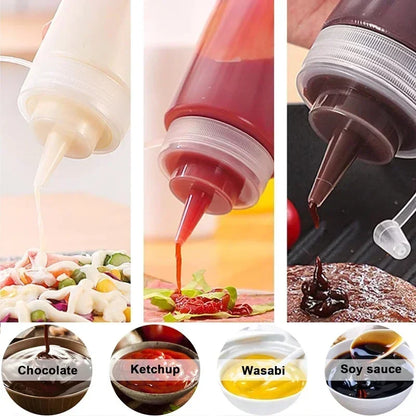 Plastic Condiment Squeeze Bottles Squirt Bottles Containers for Sauces Ketchup BBQ Syrup Oils Salad Sauce Squeeze Bottle