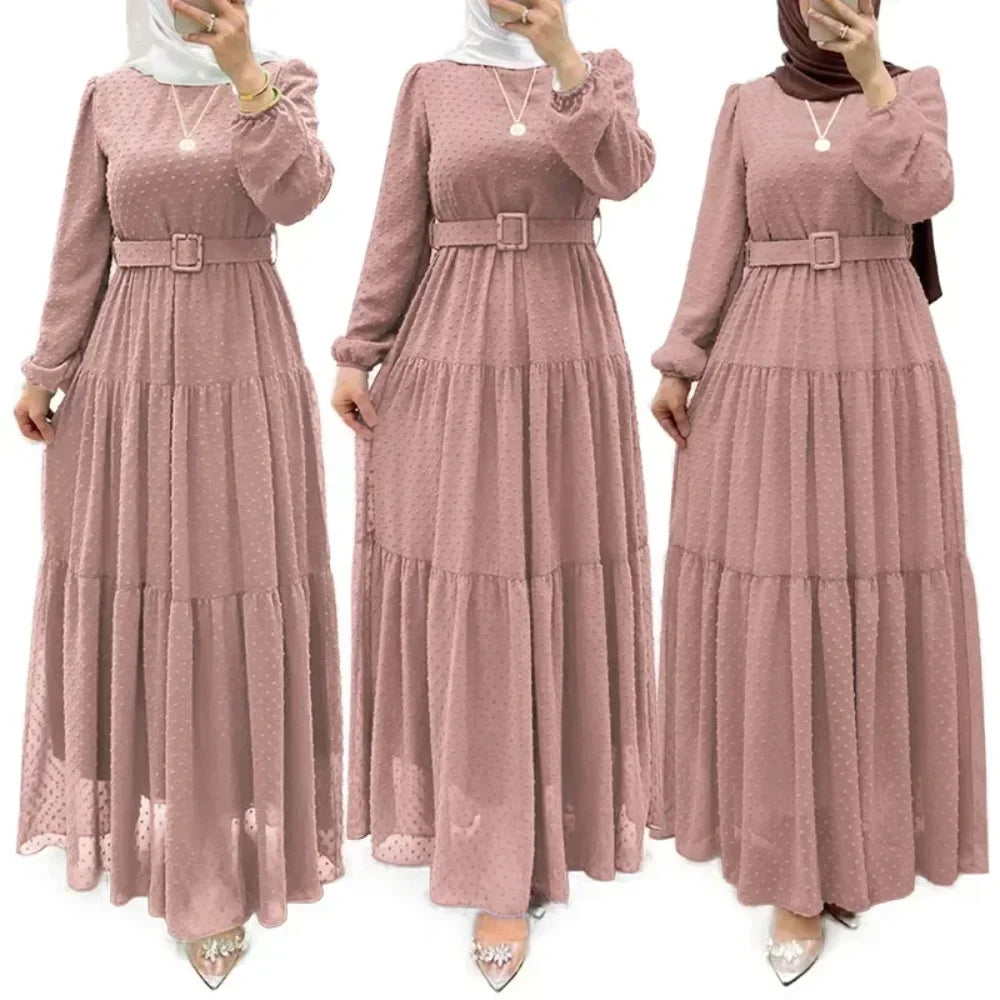 Long Dress Muslim Fashion Women Abaya Sashes Dresses Jalabiya Eid Ramadan Morocco Dubai Saudi Kaftan Islam Vestidos Arab Abayas