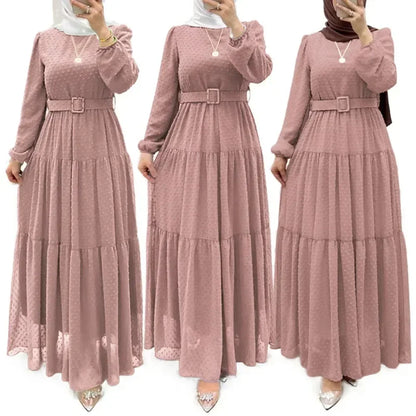 Long Dress Muslim Fashion Women Abaya Sashes Dresses Jalabiya Eid Ramadan Morocco Dubai Saudi Kaftan Islam Vestidos Arab Abayas