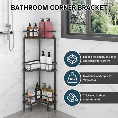 1Pc Bathroom Corner Floor-Standing Storage Rack Multi-Layer Bathroom Toilet Shower Shelf for Shower Gel and Shampoo Triangular Metal Shelf Standing Shower Caddy Corner Stand Shower Rack Corner