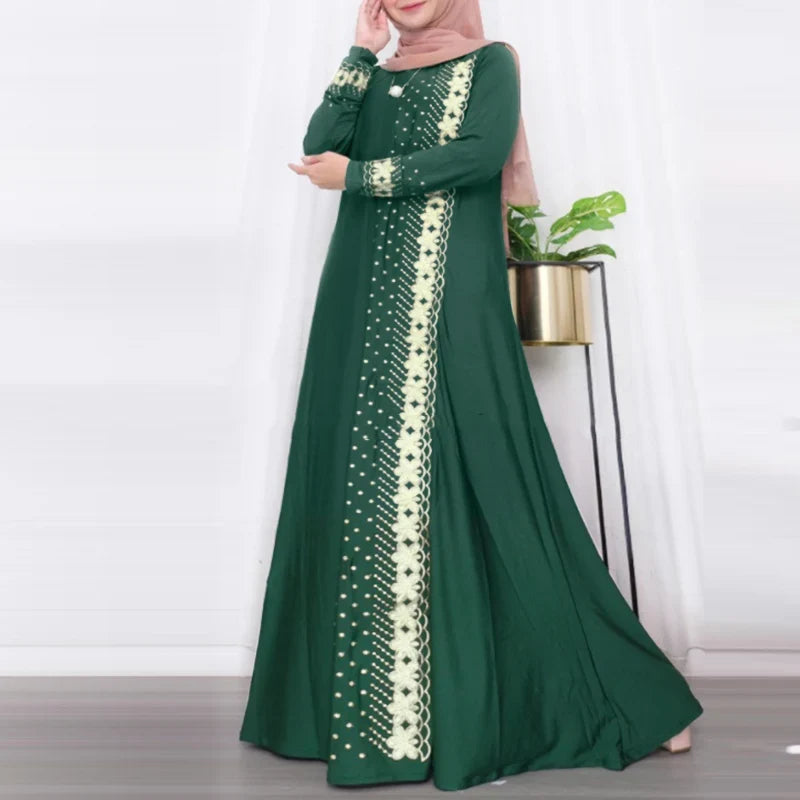ZANZEA Muslim Fashion Dresses Abaya Women Elegant Long Sleeve Floral Printed Maxi Sundress Vestidos Kaftan IsIamic Robe Ramadan
