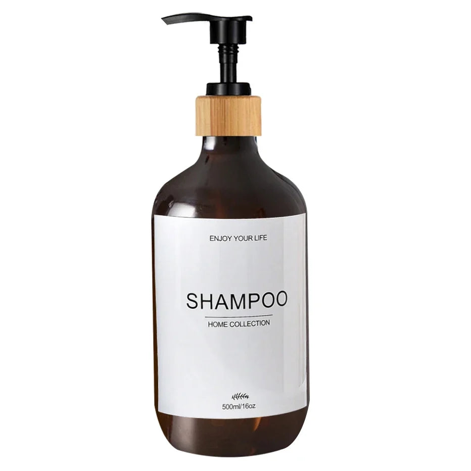 500ml Shampoo Body Wash Conditioner Dispenser Bottle Bathroom Waterproof Pre-Labeled Refillable Shampoo Bottle Soap Container