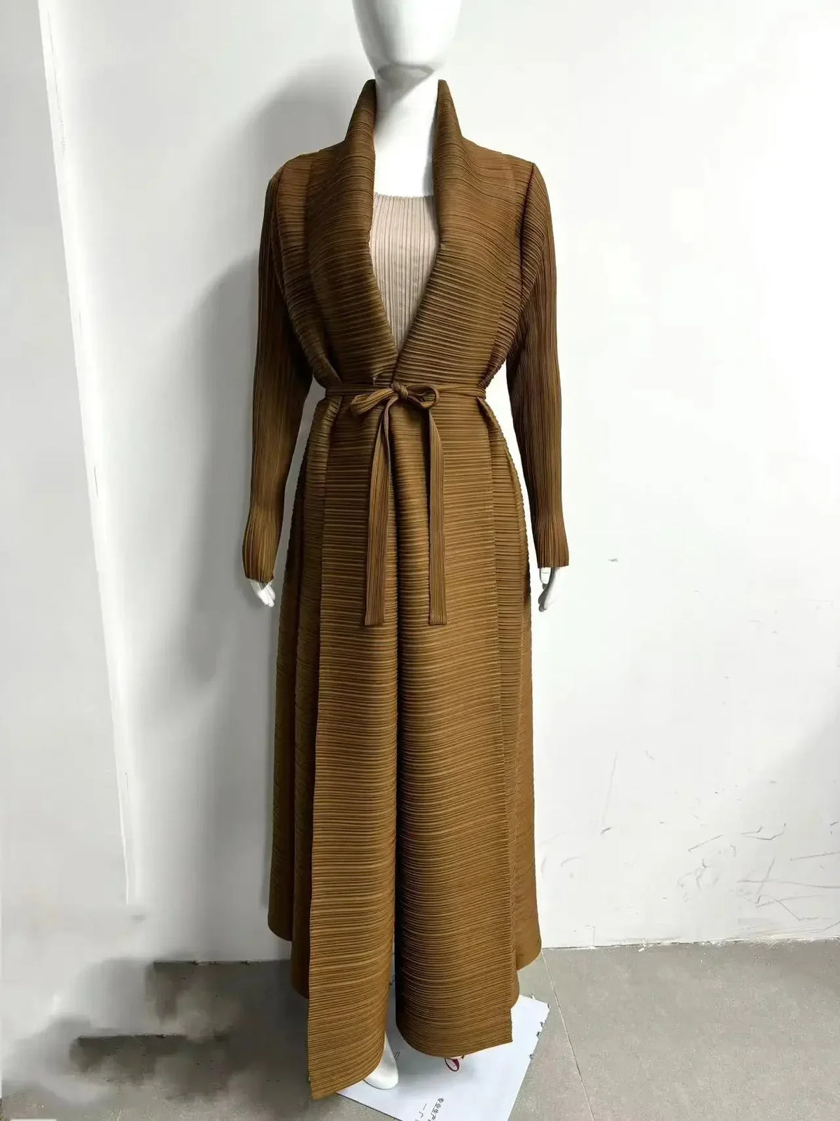 Muslim Abaya Black Simple Commuter Fashion Pleated Loose Long Trench Coat Jacket 2024 Fall New
