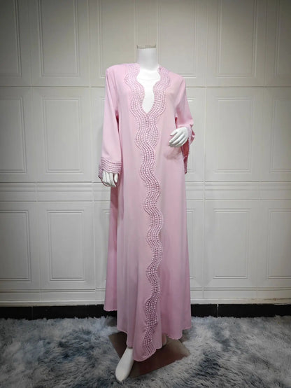 Ramadan Arabic Muslim Women Plain Cardigan Elegant Dubai Modest Abaya Dress Islamic Party Jalabiya Turkey Moroccan Kaftan Robe