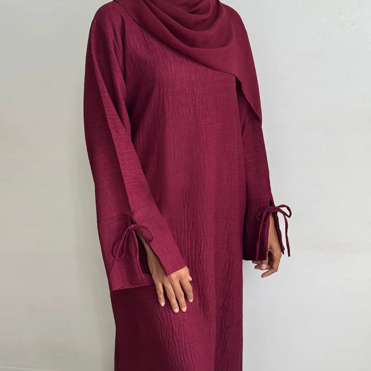 Extra-Loose-Fit Closed Abaya Dress, Drop Shoulder Slit Cuff A-Line Muslim Women Dress, Ramadan Eid Dubai Hijabi Islamic Clothing