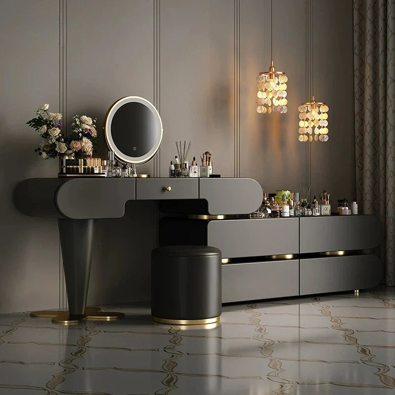 Bedroom Dressing Table Dresser Desks Makeup Mirror Storage Cabinet Light Luxury Premium Vanity Desk Toiletries Tables Furniture