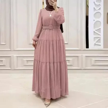 Long Dress Muslim Fashion Women Abaya Sashes Dresses Jalabiya Eid Ramadan Morocco Dubai Saudi Kaftan Islam Vestidos Arab Abayas