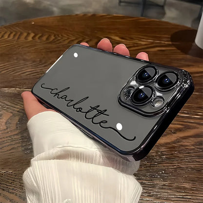 Personalized Custom Name Phone Case Personalized Initials Soft Clear TPU For iPhone 11 To 16 Pro Max Plus With Lens Protector