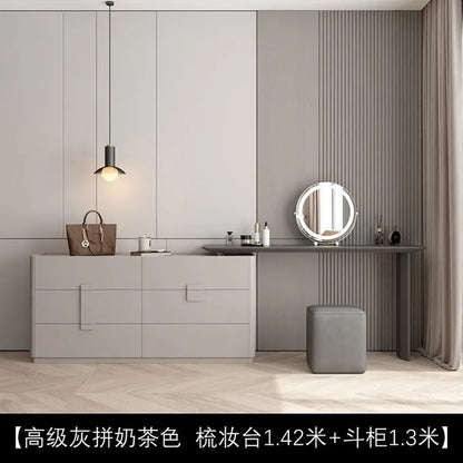 Bedroom Light Luxury Makeup Table Makeup Table Modern Simple Integrated Bedside Storage Bucket Cabinet Premium S