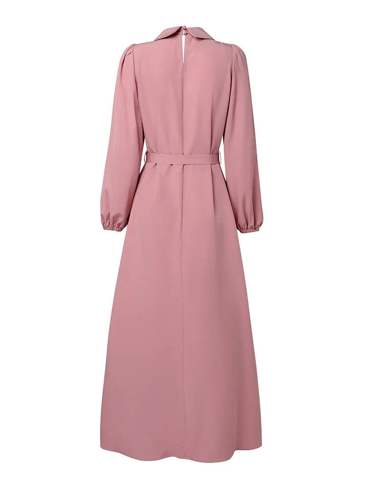 Elegant Muslim Dress Abaya ZANZEA Women 2025 Autumn Dresses Long Lantern Sleeve Pleated Sundress Belted Robe Femme Party Vestido