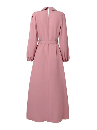 Elegant Muslim Dress Abaya ZANZEA Women 2025 Autumn Dresses Long Lantern Sleeve Pleated Sundress Belted Robe Femme Party Vestido