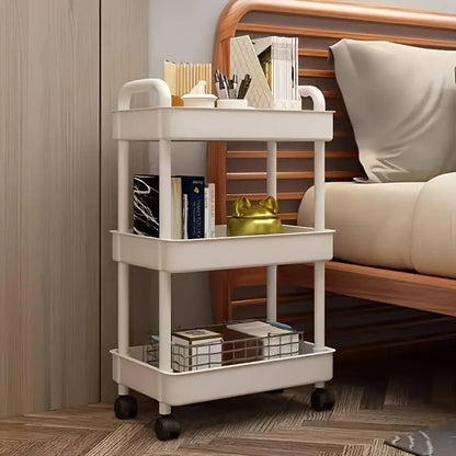 3 Tier Storage Rack Plastic Multi-Functional Small Cart Household Movable Storage Trolley Kitchen Accessories Home Organizer