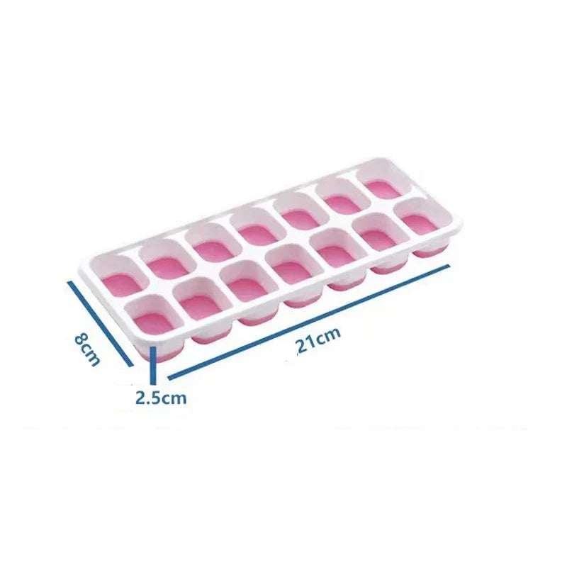 14 Grid Silicone Ice Cube Tray with Non-Spill Lid Stackable Ice Cube Mold Ice Cube Maker Square Ice Cube Tray Ice Blocks Maker