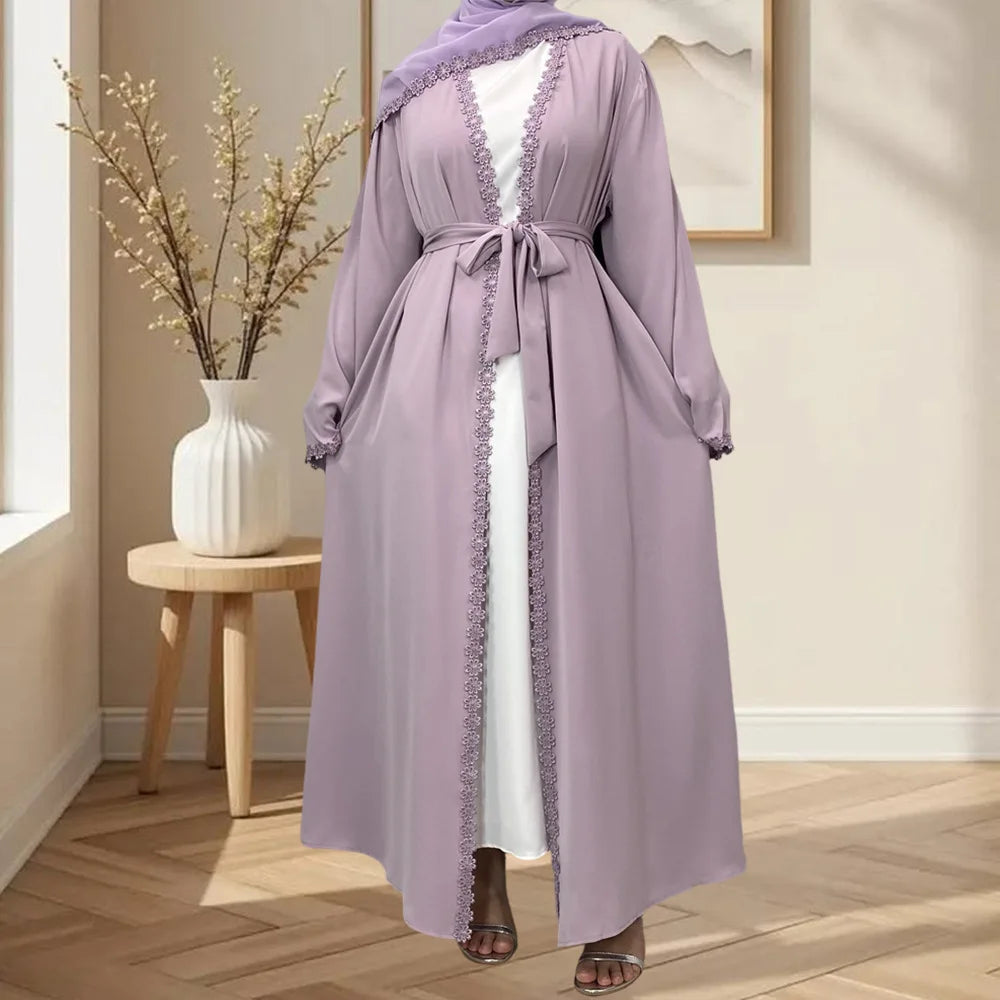 Abaya Women Eid Hijab Lace Dress Jalabiya Ramadan Party Dresses Muslim Morocco Cardigan Robe Dubai Abayas Kaftan Khimar Vestidos