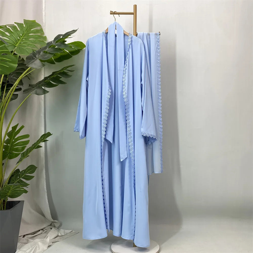 Abaya Women Eid Hijab Lace Dress Jalabiya Ramadan Party Dresses Muslim Morocco Cardigan Robe Dubai Abayas Kaftan Khimar Vestidos