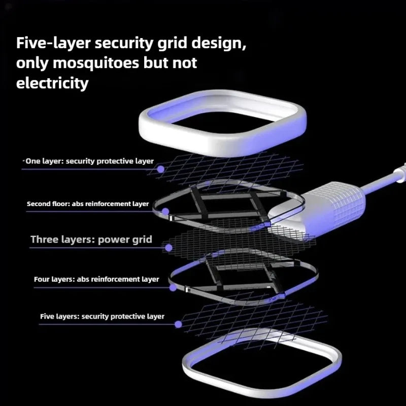 USB Mosquito Swatter Trap Electric Shock Mini Fly Bug Zapper UV Light Portable Insect Racket for Bedroom Pest Control