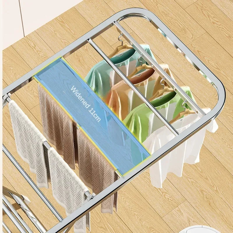 Stainless Steel Folding Drying Rack Balcony Floor Multi-functional Drying Rack Outdoor Wing Folding Clothesline