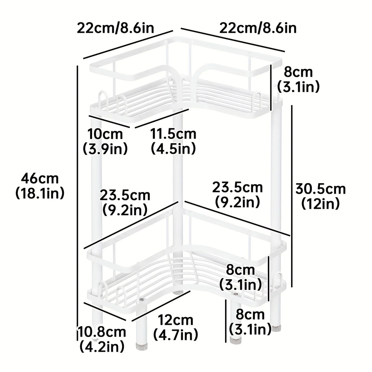 1Pc Bathroom Corner Floor-Standing Storage Rack Multi-Layer Bathroom Toilet Shower Shelf for Shower Gel and Shampoo Triangular Metal Shelf Standing Shower Caddy Corner Stand Shower Rack Corner