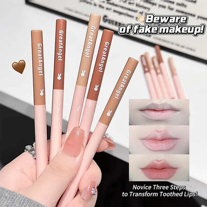 Korean Lip Liner Waterproof Matte Lip Liner Pencil Non-stick Cup Smooth Lip Contour Pen Nude Pink Brown Lip Makeup For Women