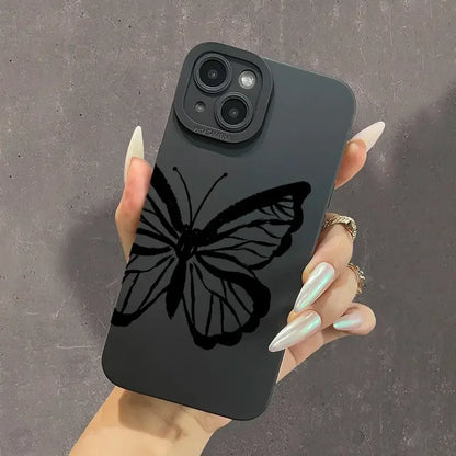 Butterfly Printed Phone Case For iPhone 11 12 13 14 15 Pro Max XR XS X 7 8 Plus SE 2020 Shockproof Matte Soft TPU Silicone Cover