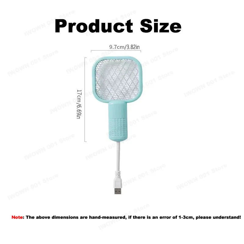 USB Mosquito Swatter Trap Electric Shock Mini Fly Bug Zapper UV Light Portable Insect Racket for Bedroom Pest Control