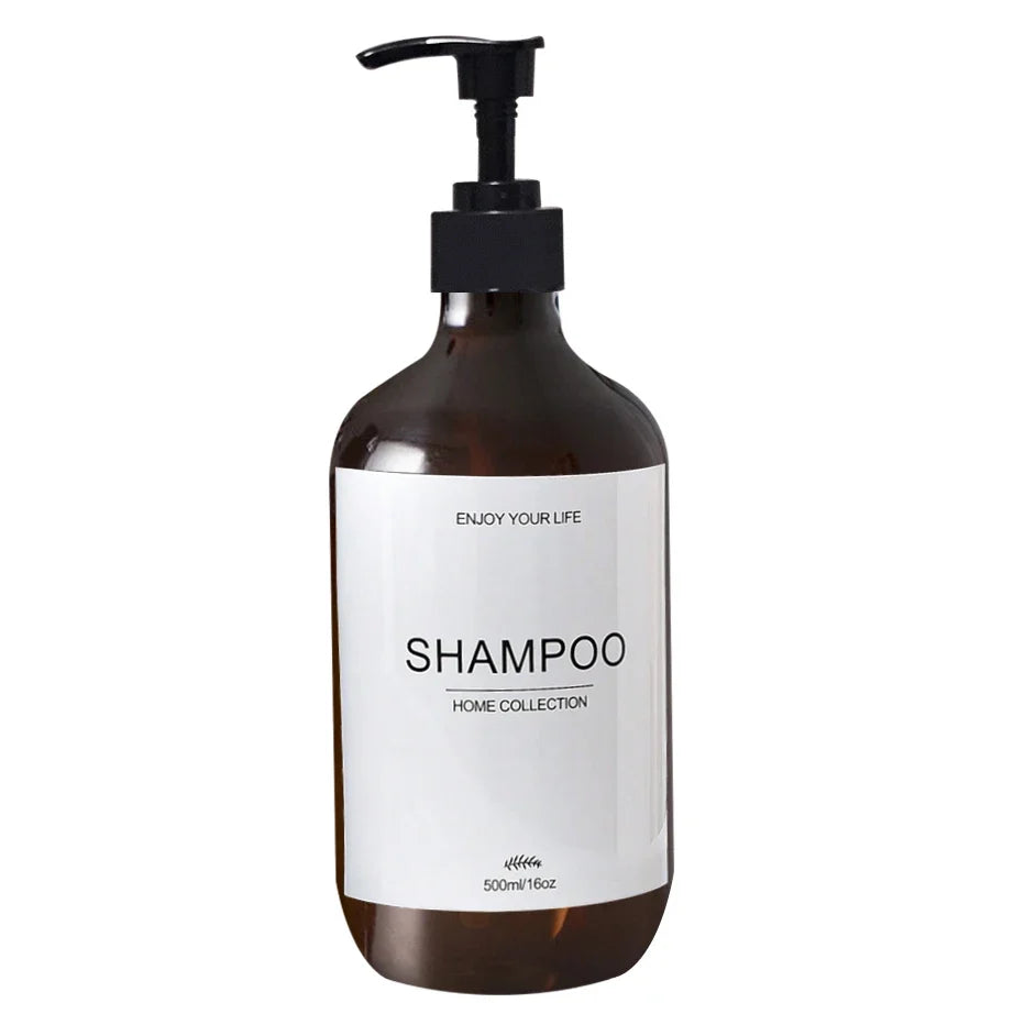 500ml Shampoo Body Wash Conditioner Dispenser Bottle Bathroom Waterproof Pre-Labeled Refillable Shampoo Bottle Soap Container