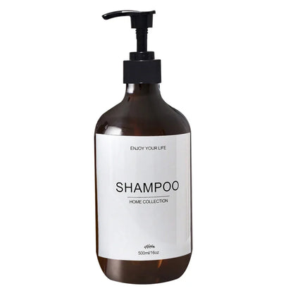 500ml Shampoo Body Wash Conditioner Dispenser Bottle Bathroom Waterproof Pre-Labeled Refillable Shampoo Bottle Soap Container