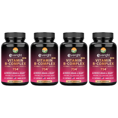 Vitamin B Complex for Energy, Brain & Heart Support - with B1, B2, B3, B5, B6, B7, B8, B9, B12 with Vitamin C, Choline, Inositol