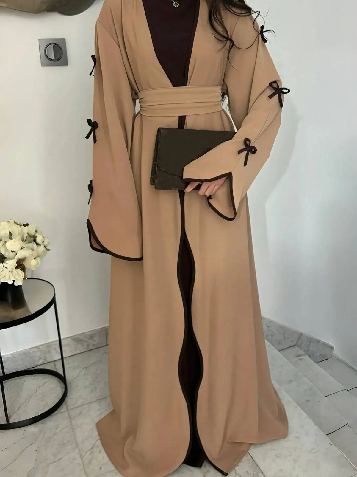 Muslim Abaya Women Dress Dubai Women Dress Bow Caftan Lace-up Floral Dresses Islamic Pakistan Moroccan Kaftan 2026 Robe